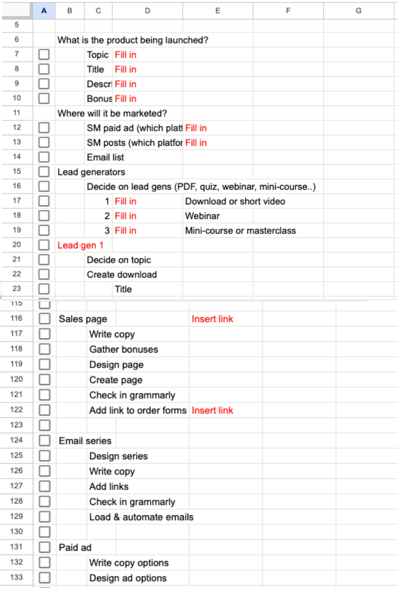 online course implementation plan chart